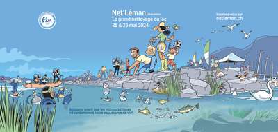 Affiche panoramique de la 12ème édition de Net'Léman, le grand nettoyage du lac.